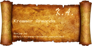 Kremmer Armanda névjegykártya